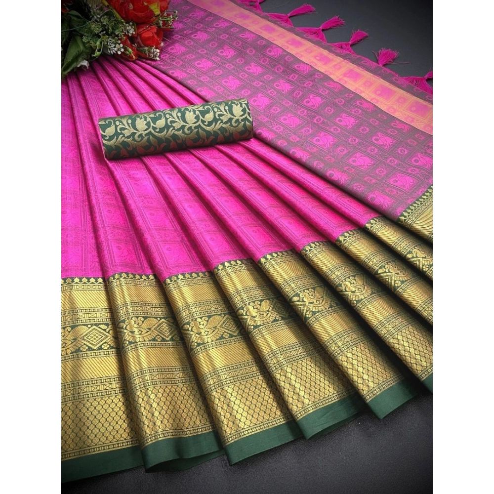 Generic Women's Cotton Silk Printed Saree With Unstitched Blouse 5.5Mtr (Pink) Generic Women's Cotton Silk Printed Saree With Unstitched Blouse 5.5Mtr (Pink)