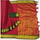 Generic Women's Cotton Silk Solid Saree With Unstitched Blouse 5.5Mtr (Red)