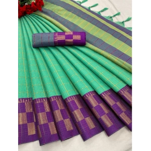 Generic Women's Cotton Silk Printed Saree With Unstitched Blouse 5.5Mtr (Green)
