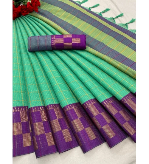 Generic Women's Cotton Silk Printed Saree With Unstitched Blouse 5.5Mtr (Green)
