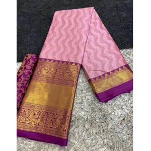 Generic Women's Cotton Silk Printed Saree With Unstitched Blouse 5.5Mtr (Purple)
