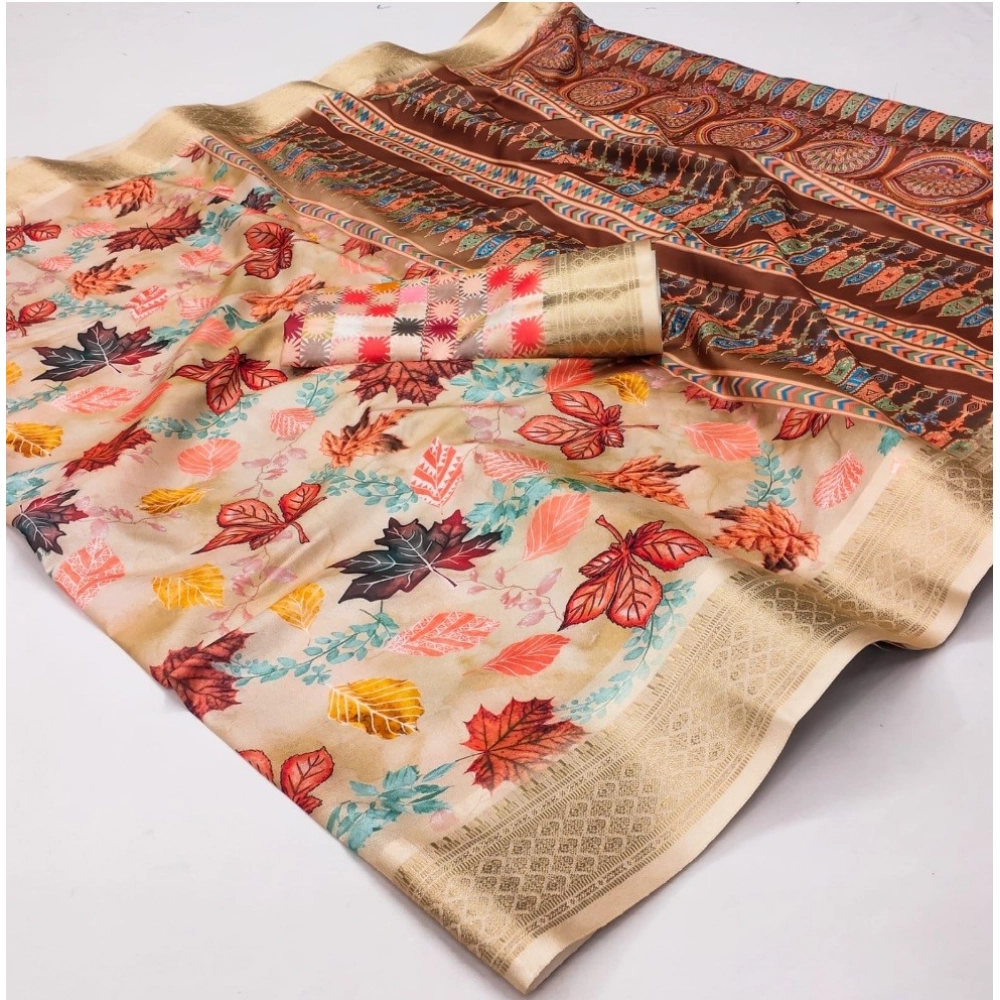 Generic Women's Cotton Silk Printed Saree With Unstitched Blouse 5.5Mtr (Multicolor) Generic Women's Cotton Silk Printed Saree With Unstitched Blouse 5.5Mtr (Multicolor)