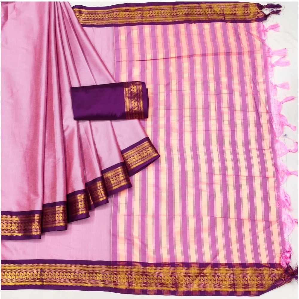 Generic Women's Cotton Silk Solid Saree With Unstitched Blouse 5.5Mtr (Pink) Generic Women's Cotton Silk Solid Saree With Unstitched Blouse 5.5Mtr (Pink)