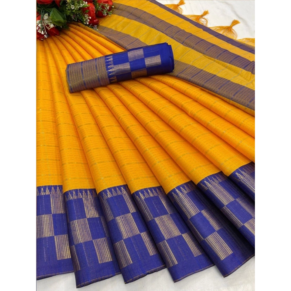 Generic Women's Cotton Silk Printed Saree With Unstitched Blouse 5.5Mtr (Gold-Blue) Generic Women's Cotton Silk Printed Saree With Unstitched Blouse 5.5Mtr (Gold-Blue)