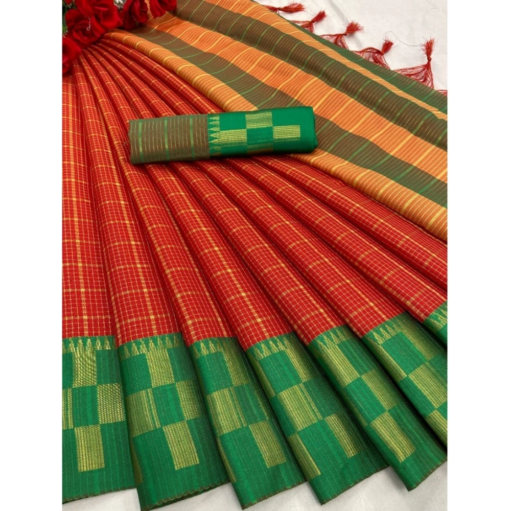 Generic Women's Cotton Silk Printed Saree With Unstitched Blouse 5.5Mtr (Red) Generic Women's Cotton Silk Printed Saree With Unstitched Blouse 5.5Mtr (Red)