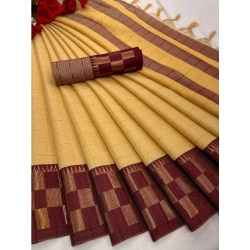 Generic Women's Cotton Silk Printed Saree With Unstitched Blouse 5.5Mtr (Maroon)