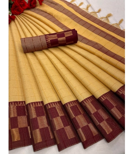 Generic Women's Cotton Silk Printed Saree With Unstitched Blouse 5.5Mtr (Maroon)