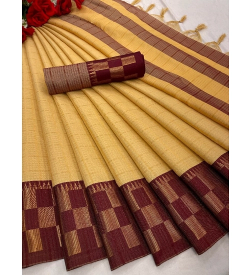 Generic Women's Cotton Silk Printed Saree With Unstitched Blouse 5.5Mtr (Maroon)