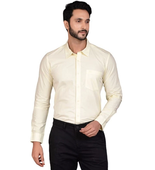 Generic Men's Casual Cotton Full Sleeve Solid Shirt (Lemon)