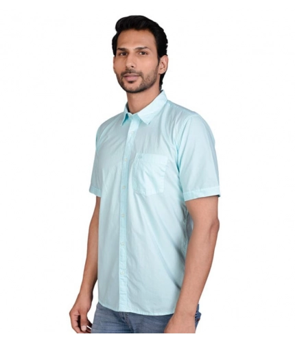 Generic Men's Casual Cotton Half Sleeve Solid Shirt (Turquoise) Generic Men's Casual Cotton Half Sleeve Solid Shirt (Turquoise)