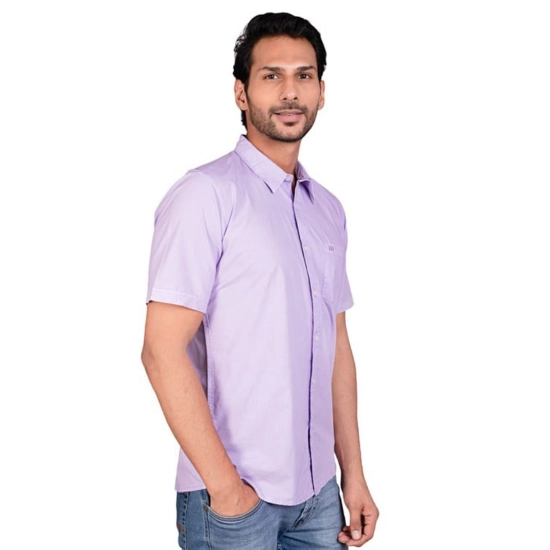 Generic Men's Casual Cotton Half Sleeve Solid Shirt (Purple) Generic Men's Casual Cotton Half Sleeve Solid Shirt (Purple)