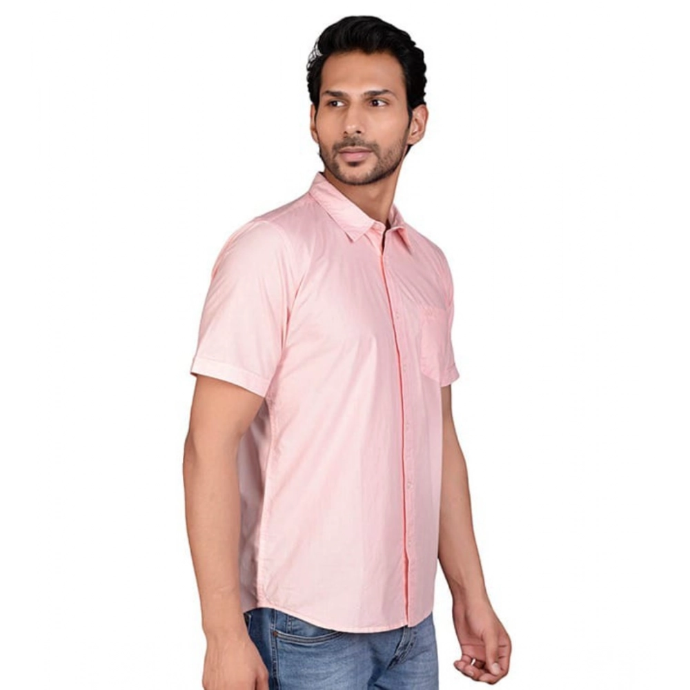 Generic Men's Casual Cotton Half Sleeve Solid Shirt (Peach) Generic Men's Casual Cotton Half Sleeve Solid Shirt (Peach)