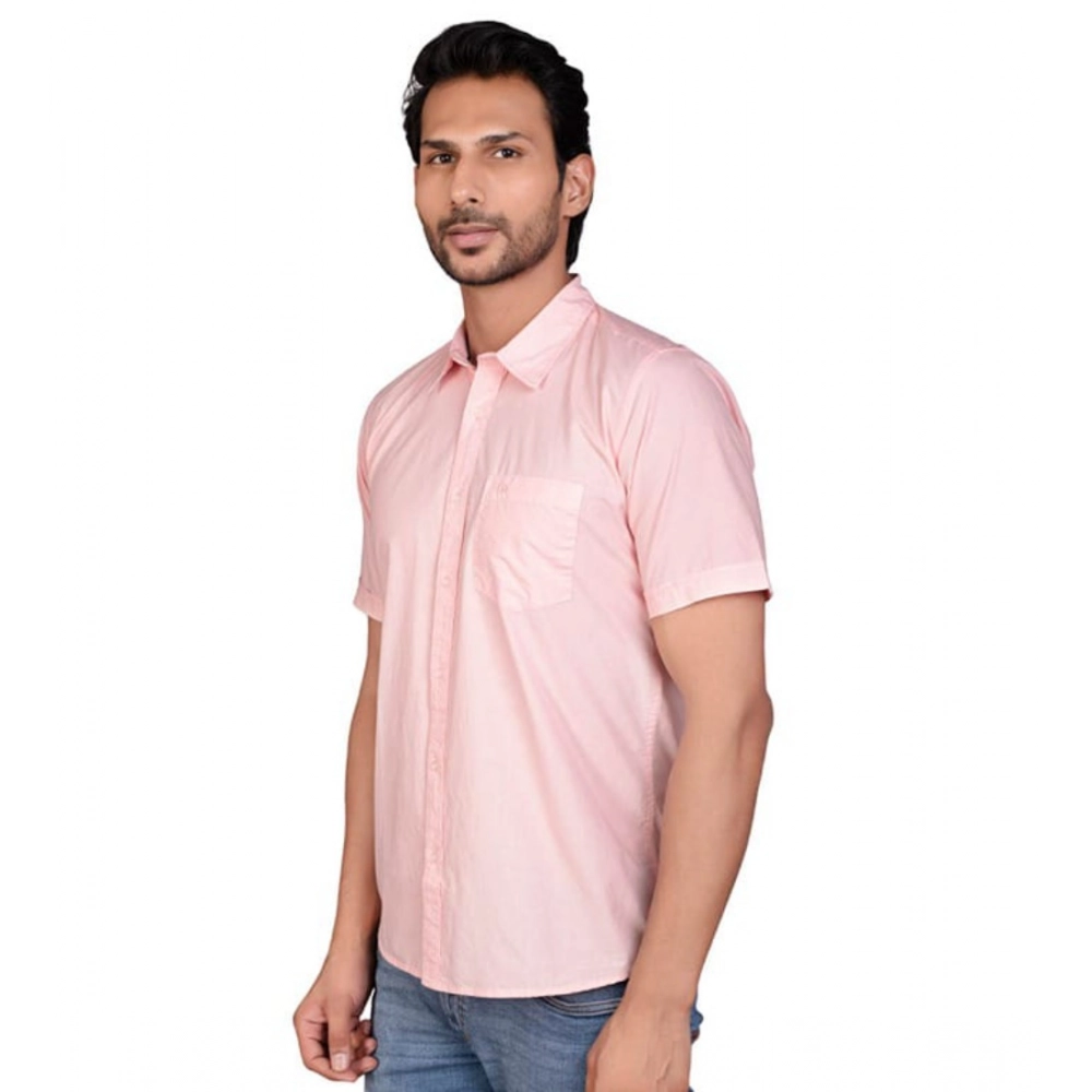 Generic Men's Casual Cotton Half Sleeve Solid Shirt (Peach) Generic Men's Casual Cotton Half Sleeve Solid Shirt (Peach)