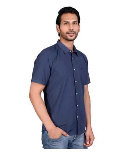 Generic Men's Casual Cotton Half Sleeve Solid Shirt (Navy) Generic Men's Casual Cotton Half Sleeve Solid Shirt (Navy)