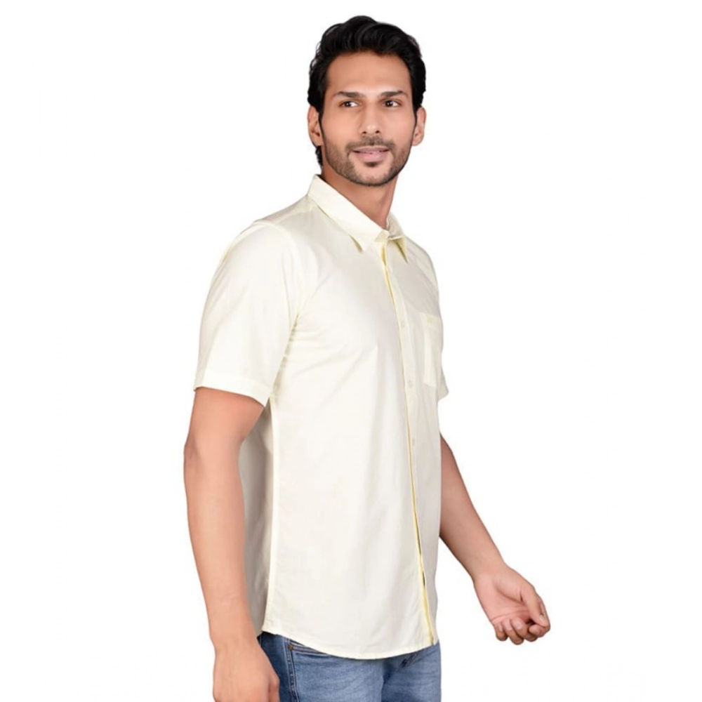 Generic Men's Casual Cotton Half Sleeve Solid Shirt (Lemon) Generic Men's Casual Cotton Half Sleeve Solid Shirt (Lemon)