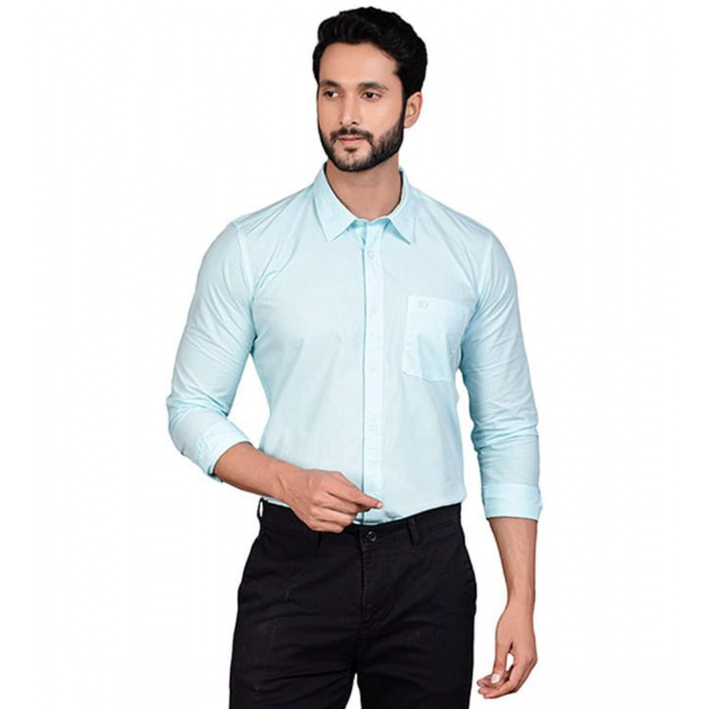 Generic Men's Casual Cotton Full Sleeve Solid Shirt (Turquoise) Generic Men's Casual Cotton Full Sleeve Solid Shirt (Turquoise)