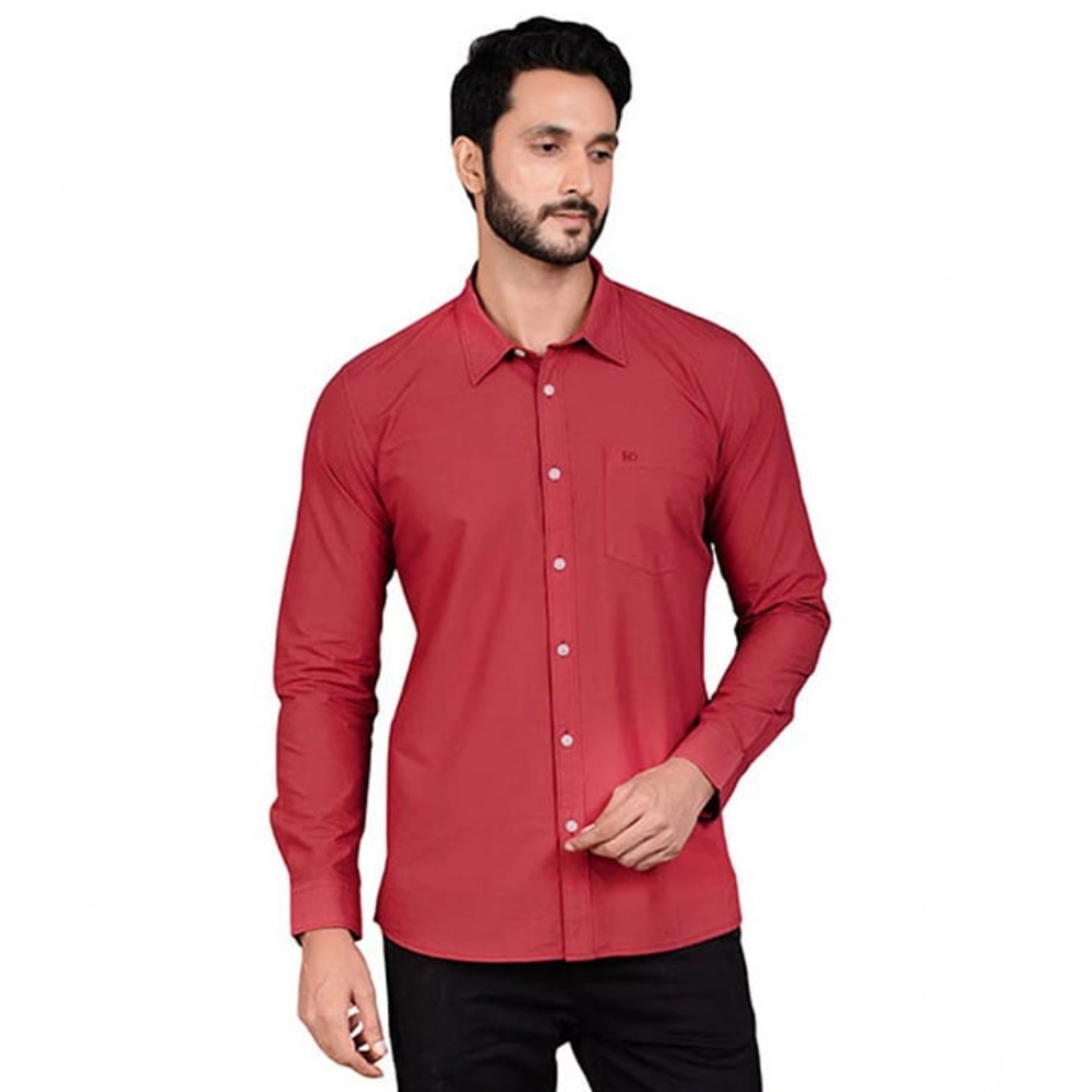 Generic Men's Casual Cotton Full Sleeve Solid Shirt (Red) Generic Men's Casual Cotton Full Sleeve Solid Shirt (Red)