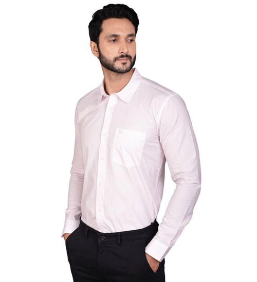 Generic Men's Casual Cotton Full Sleeve Solid Shirt (Pink)