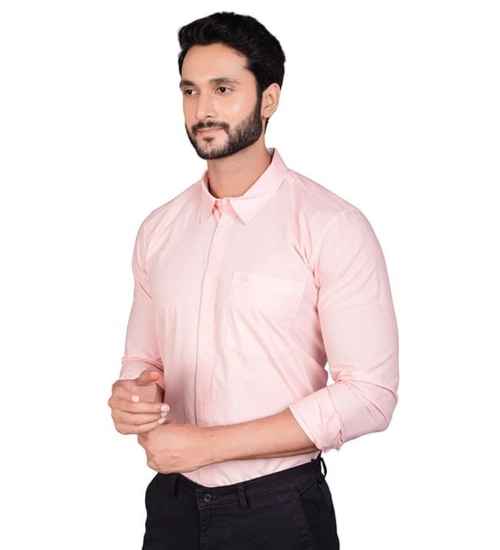 Generic Men's Casual Cotton Full Sleeve Solid Shirt (Peach)