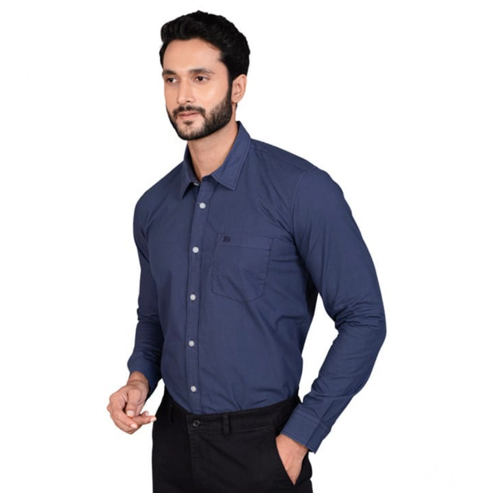 Generic Men's Casual Cotton Full Sleeve Solid Shirt (Navy) Generic Men's Casual Cotton Full Sleeve Solid Shirt (Navy)