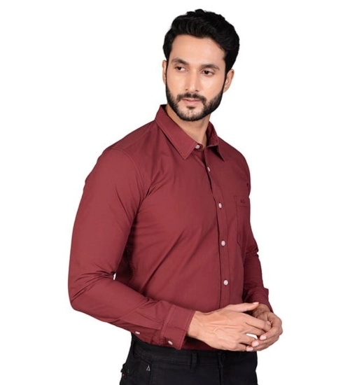 Generic Men's Casual Cotton Full Sleeve Solid Shirt (Maroon)