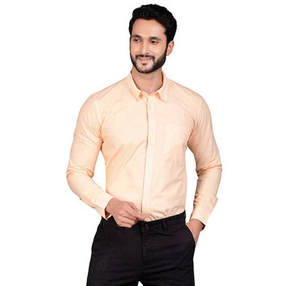 Generic Men's Casual Cotton Full Sleeve Solid Shirt (Peach) Generic Men's Casual Cotton Full Sleeve Solid Shirt (Peach)