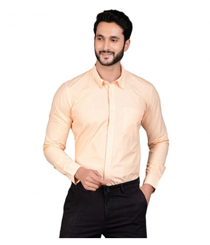 Generic Men's Casual Cotton Full Sleeve Solid Shirt (Peach)