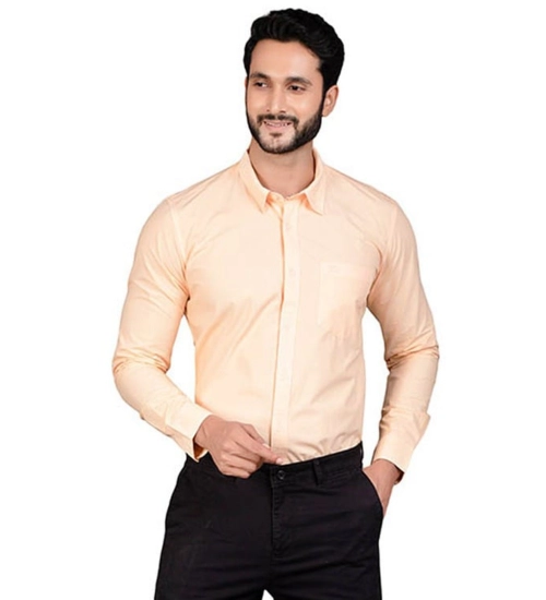 Generic Men's Casual Cotton Full Sleeve Solid Shirt (Peach)