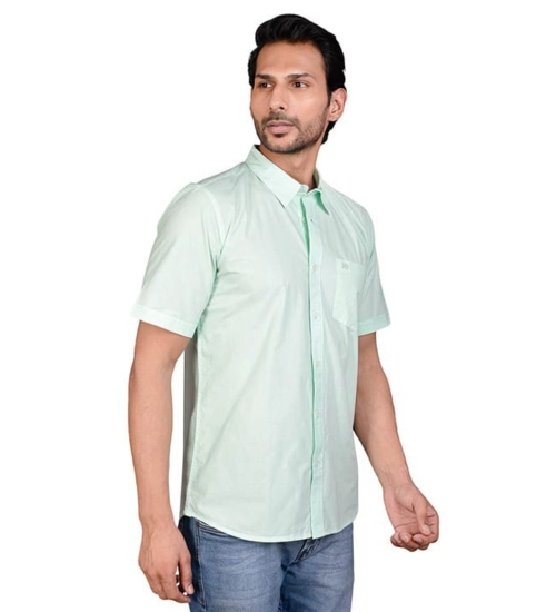 Generic Men's Casual Cotton Half Sleeve Solid Shirt (Sea Green)