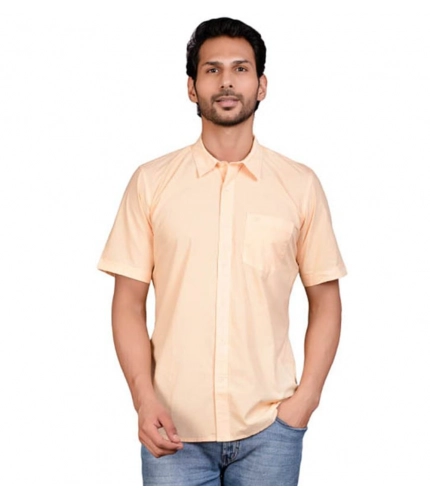 Generic Men's Casual Cotton Half Sleeve Solid Shirt (Peach)