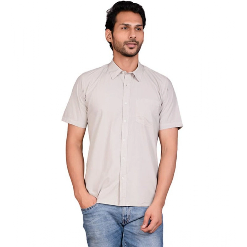 Generic Men's Casual Cotton Half Sleeve Solid Shirt (Grey) Generic Men's Casual Cotton Half Sleeve Solid Shirt (Grey)
