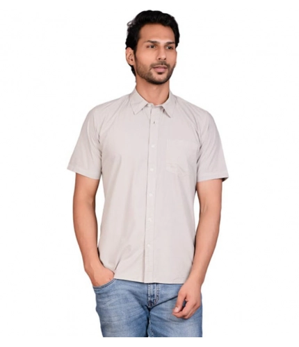 Generic Men's Casual Cotton Half Sleeve Solid Shirt (Grey) Generic Men's Casual Cotton Half Sleeve Solid Shirt (Grey)