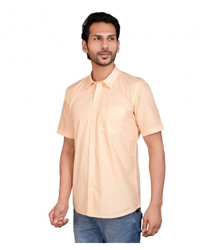 Generic Men's Casual Cotton Half Sleeve Solid Shirt (Peach) Generic Men's Casual Cotton Half Sleeve Solid Shirt (Peach)