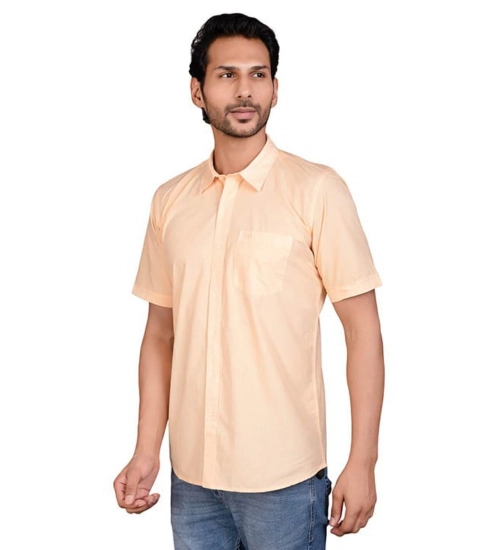 Generic Men's Casual Cotton Half Sleeve Solid Shirt (Peach)