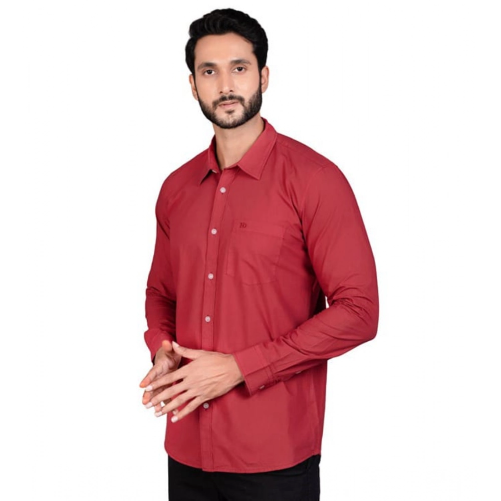 Generic Men's Casual Cotton Full Sleeve Solid Shirt (Red) Generic Men's Casual Cotton Full Sleeve Solid Shirt (Red)