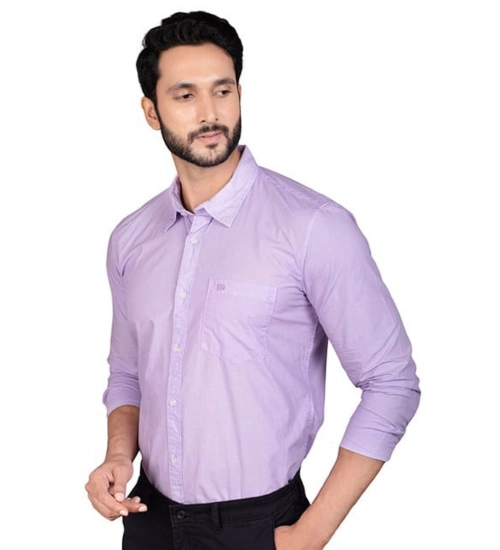 Generic Men's Casual Cotton Full Sleeve Solid Shirt (Purple)