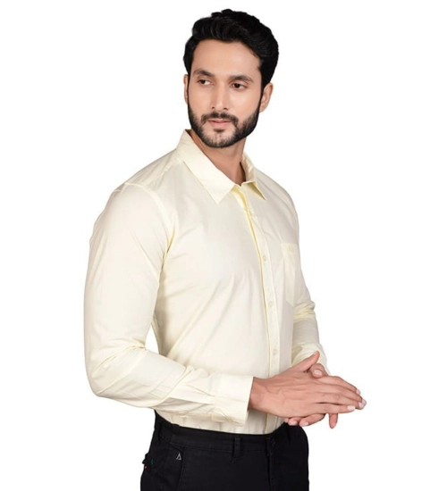 Generic Men's Casual Cotton Full Sleeve Solid Shirt (Lemon)