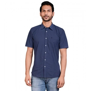 Generic Men's Casual Cotton Half Sleeve Solid Shirt (Navy)