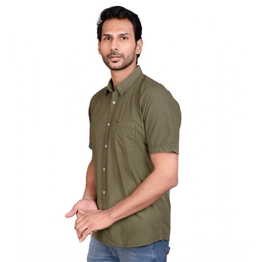 Generic Men's Casual Cotton Half Sleeve Solid Shirt (Green) Generic Men's Casual Cotton Half Sleeve Solid Shirt (Green)