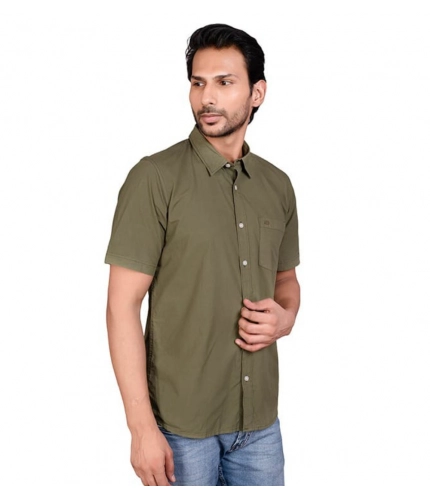 Generic Men's Casual Cotton Half Sleeve Solid Shirt (Green) Generic Men's Casual Cotton Half Sleeve Solid Shirt (Green)