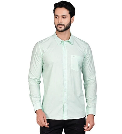 Generic Men's Casual Cotton Full Sleeve Solid Shirt (Sea Green)