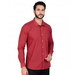 Generic Men's Casual Cotton Full Sleeve Solid Shirt (Red)