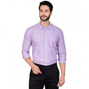 Generic Men's Casual Cotton Full Sleeve Solid Shirt (Purple)