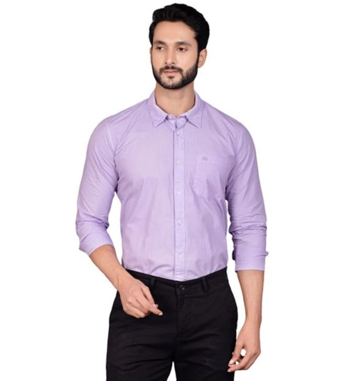 Generic Men's Casual Cotton Full Sleeve Solid Shirt (Purple)