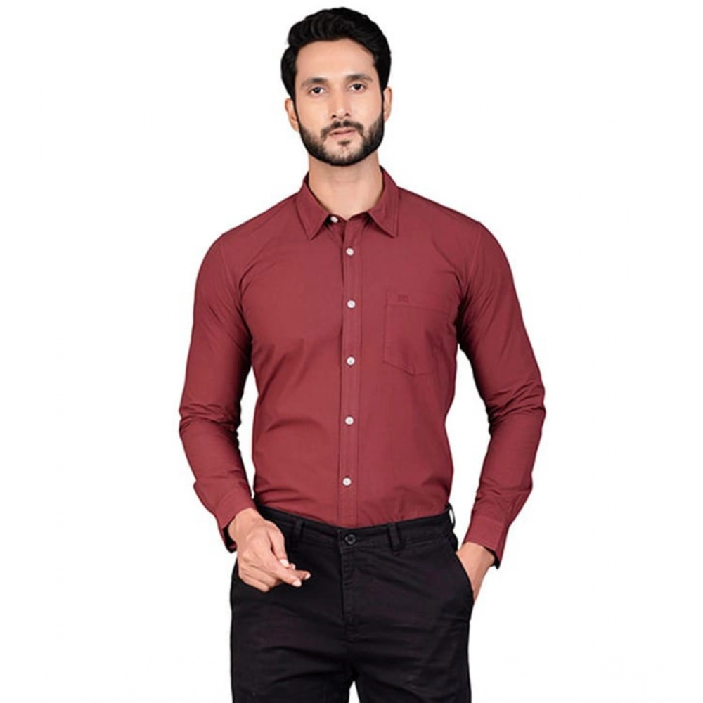 Generic Men's Casual Cotton Full Sleeve Solid Shirt (Maroon) Generic Men's Casual Cotton Full Sleeve Solid Shirt (Maroon)