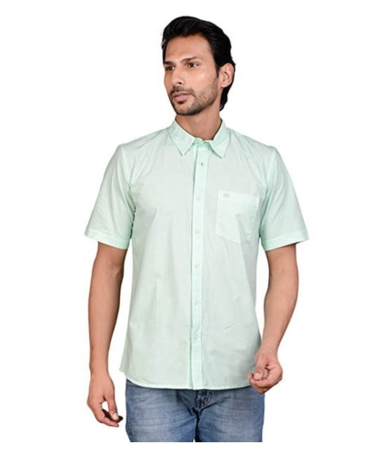 Generic Men's Casual Cotton Half Sleeve Solid Shirt (Sea Green)