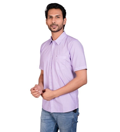 Generic Men's Casual Cotton Half Sleeve Solid Shirt (Purple) Generic Men's Casual Cotton Half Sleeve Solid Shirt (Purple)