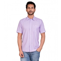 Generic Men's Casual Cotton Half Sleeve Solid Shirt (Purple)