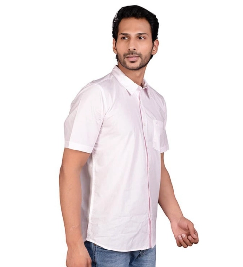 Generic Men's Casual Cotton Half Sleeve Solid Shirt (Pink)