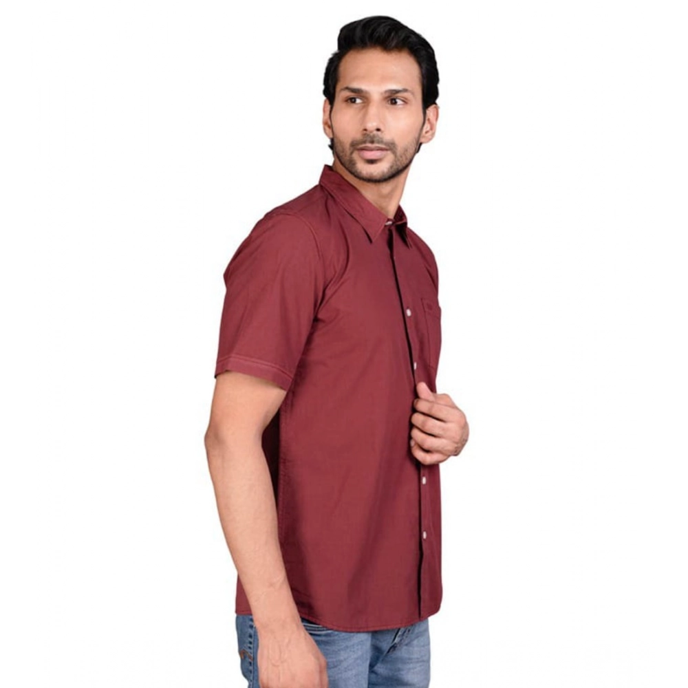 Generic Men's Casual Cotton Half Sleeve Solid Shirt (Maroon) Generic Men's Casual Cotton Half Sleeve Solid Shirt (Maroon)